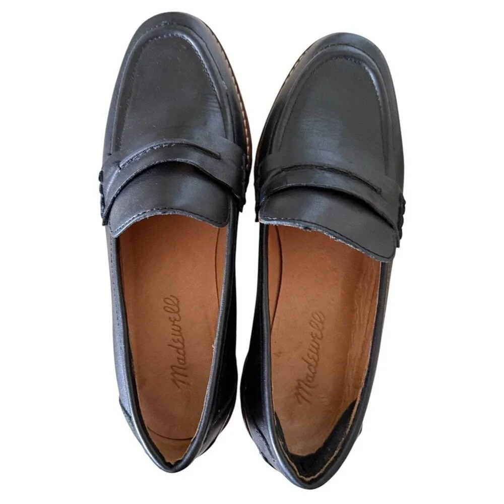 Madewell The Corinne Black Leather Lugsole Loafers Women’s Size 5.5